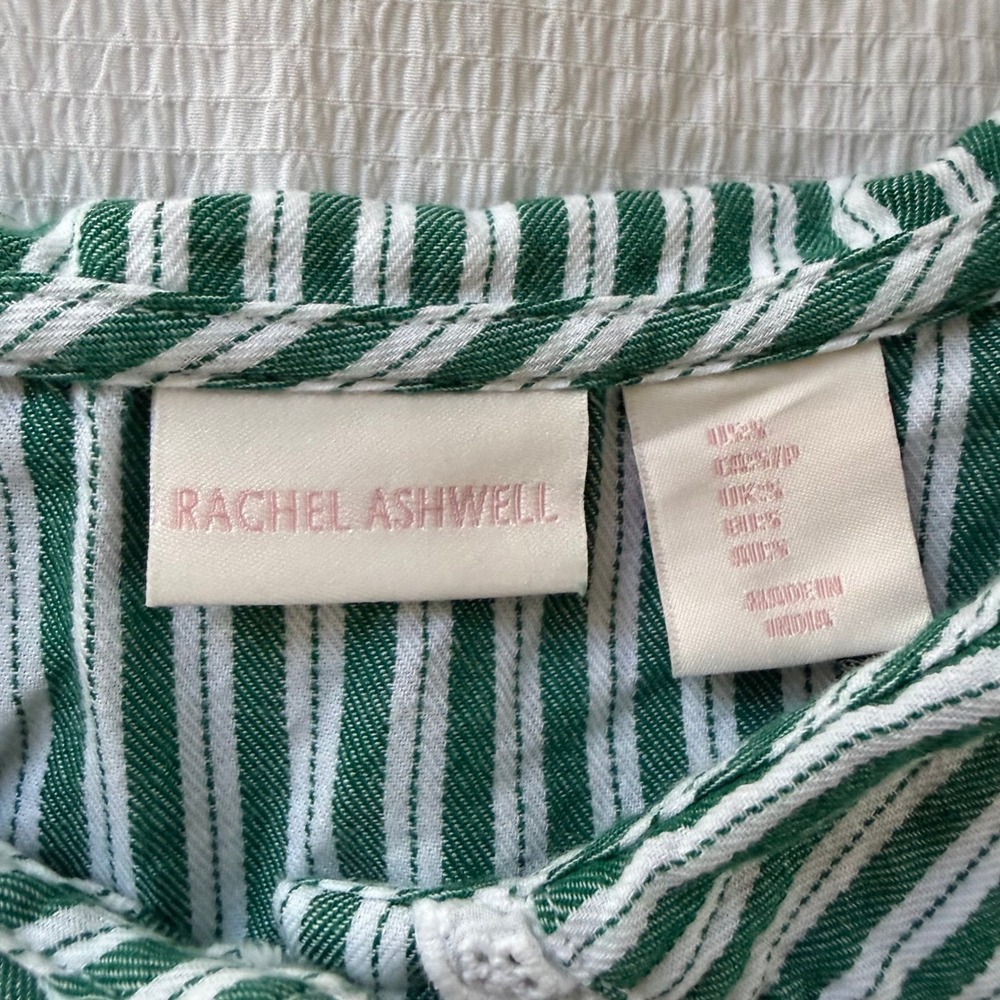 Rachel Ashwell Viral Green and White Striped Pajama Set Size Small - Picture 4 of 6